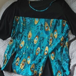 Initiatives Elegant Black and Blue Women's Top Sz 3X